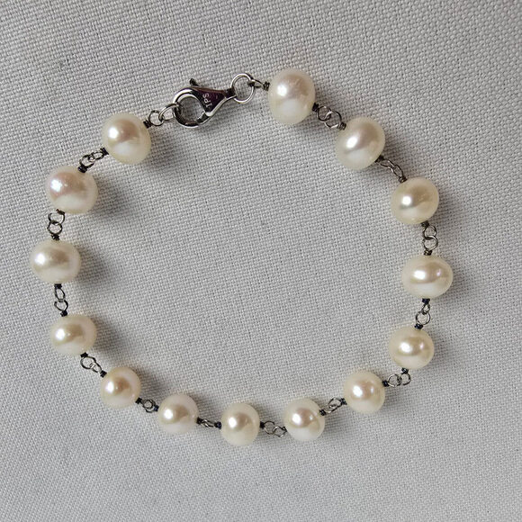 Peoples Pearl & 925 Sterling Silver Necklace Bracelet & Earring Set - Picture 7 of 14